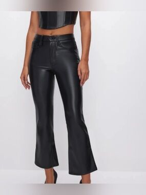 Good American Black Faux Leather Pants 8